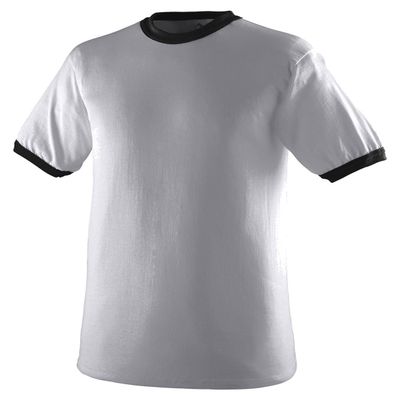 Augusta Sportswear 710 Adult's Ringer T-Shirt Athletic Heather/Black M