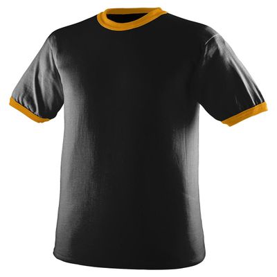 Augusta Sportswear 710 Adult's Ringer T-Shirt Black/Gold 3XL