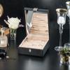 Glenor Co Ring Box Organizer - 54 Slot Classic Jewelry Display Case Holder - Storage Tray with Modern Buckle Closure, Large Mirror - for Rings and Cufflinks - Small for Travel - PU leather - Black view 2