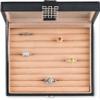 Glenor Co Ring Box Organizer - 54 Slot Classic Jewelry Display Case Holder - Storage Tray with Modern Buckle Closure, Large Mirror - for Rings and Cufflinks - Small for Travel - PU leather - Black view 3