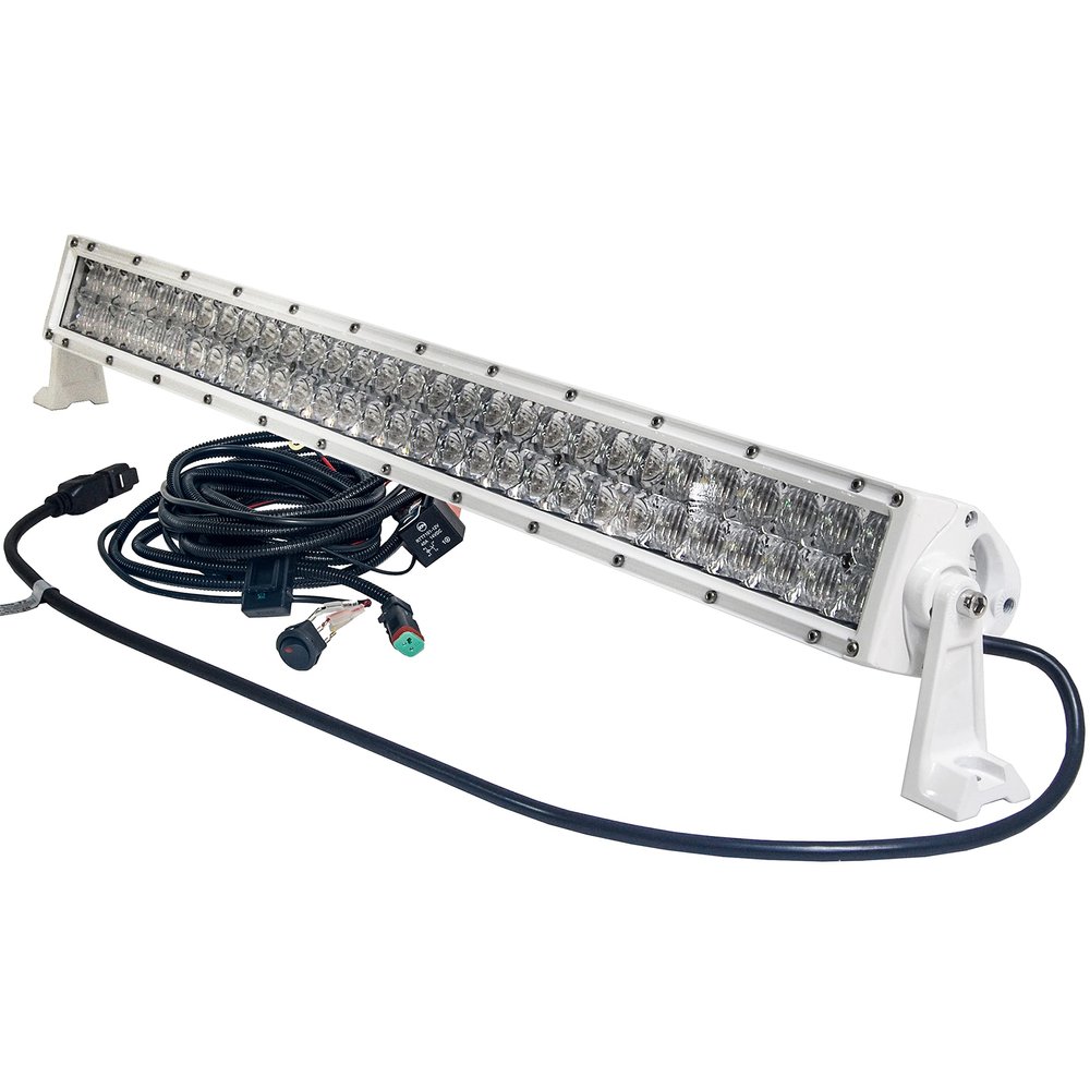 32" 4D-Series OZ-USA White Powder-Coated Marine Grade LED Lightbar Combo Spot/Flood Beam