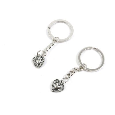 BLUESTONE Charms 50 Pieces Keyrings Keychains Door Car Keys Rings Tags Chain Antique Silver Tone Bulk Lots L9HW2L Peach Heart