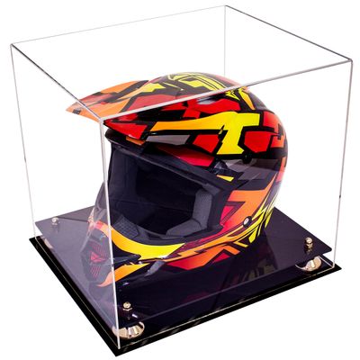 Better Display Cases Clear Acrylic Motorcycle Motocross or Racing Helmet Display Case with Gold Risers (A024-GR)