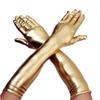 DreamHigh Women's 17" Long Satin Cosplay Finger Gloves Gold view 1