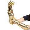 DreamHigh Women's 17" Long Satin Cosplay Finger Gloves Gold view 4