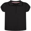 Nautica Girls' School Uniform Short Sleeve Polo Shirt, Button Closure, Soft Pique Fabric, Black, 8-10 view 1