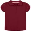 Nautica Girls' School Uniform Short Sleeve Polo Shirt, Button Closure, Soft Pique Fabric, Burgundy, 16-18 Plus view 1
