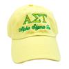 Alpha Sigma Tau AST Script Cap Yellow w/Dark Green/Light Gold Thread Color view 1