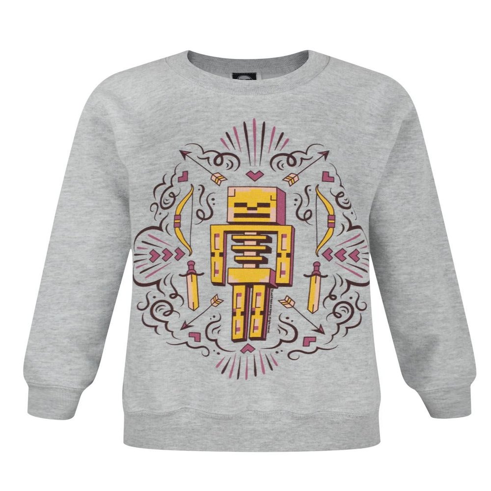 Minecraft Skelly Dreams Skeleton Girl's Sweatshirt Grey