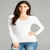 Emmalise Women's Junior and Plus Size Basic Scoop Neck Tshirt Long Sleeve Tee, Large, 2Pk Black, White view 3