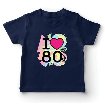 lepni.me Kids T-Shirt I Love 80s Old School Band Concert Clothing Music Merch (12-13 Years Dark Blue Multi Color)