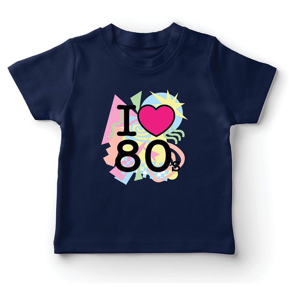 lepni.me Kids T-Shirt I Love 80s Old School Band Concert Clothing Music Merch (12-13 Years Dark Blue Multi Color)