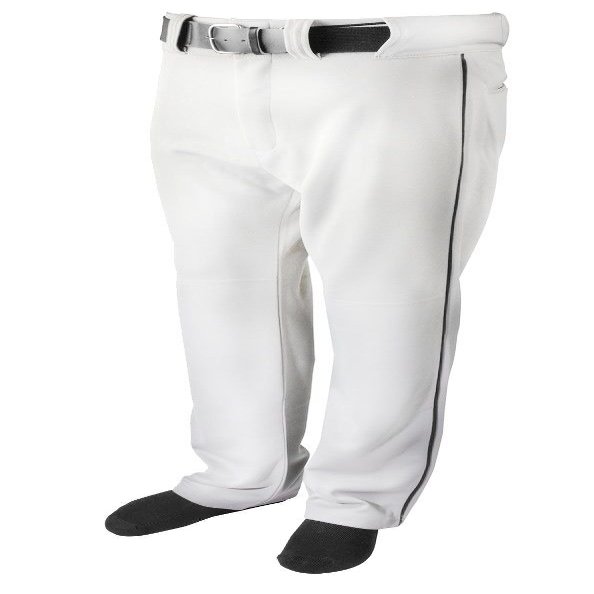 Martin Sports Youth Baseball/Softball Belt Loop Pants, White with Black Piping (White with Black Piping, YXL)