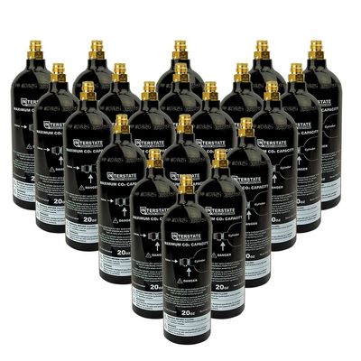 Interstate Pneumatics WRCO2-CL20 20 Oz. CO2 Pin Valve Cylinder Tank Paintball (Hydro 2021) - 20 Pack