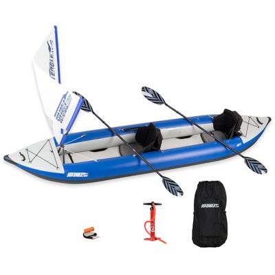 Sea Eagle 420X Explorer Inflatable Kayak- Fishing, Touring, Camping, Exploring &White Watering-Self Bailing, Removable Skeg, Drop Stitch Floor (420X QuikSail Package)