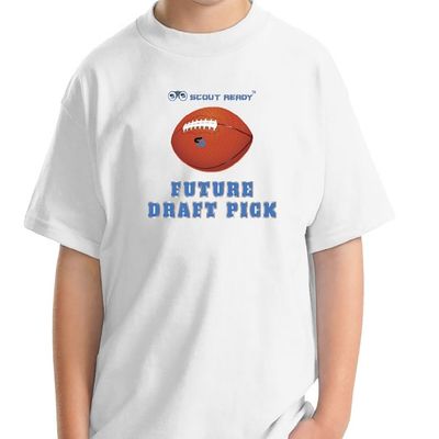 Boy's Future Draft Pick Football T-Shirt Scout Ready (Large, White)