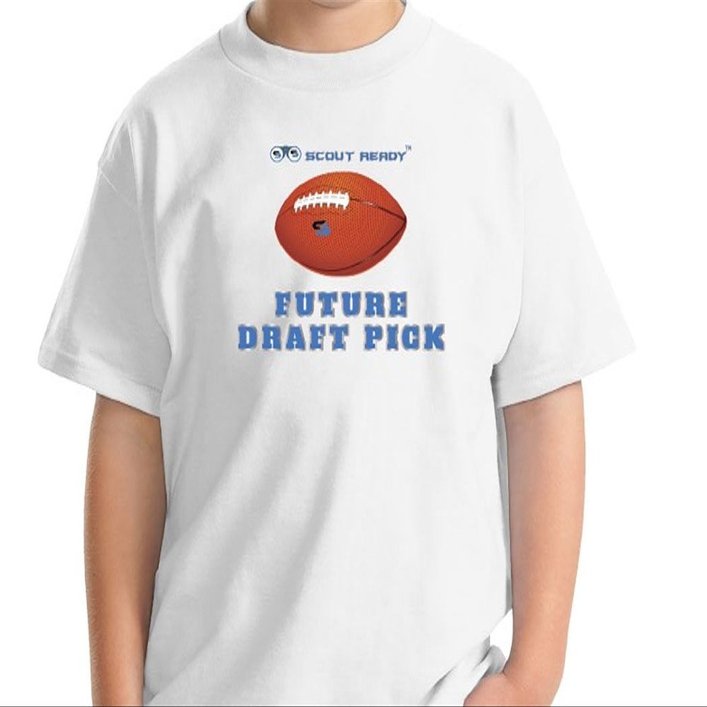 Boy's Future Draft Pick Football T-Shirt Scout Ready (Large, White)
