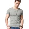 Acooe Short Sleeves Men T-shirt Crew-neck,Tight-fitting T-shirt, No Shrinkage-Light Grey-L view 1