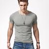 Acooe Short Sleeves Men T-shirt Crew-neck,Tight-fitting T-shirt, No Shrinkage-Light Grey-L view 2