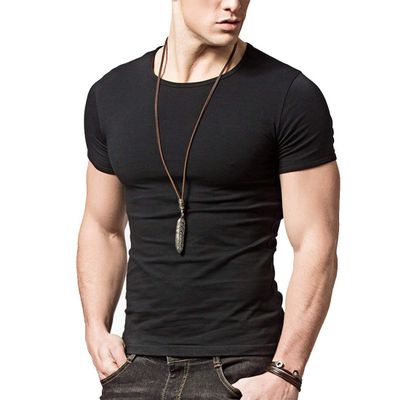 Acooe Short Sleeves Men T-shirt Crew-neck,Tight-fitting T-shirt, No Shrinkage