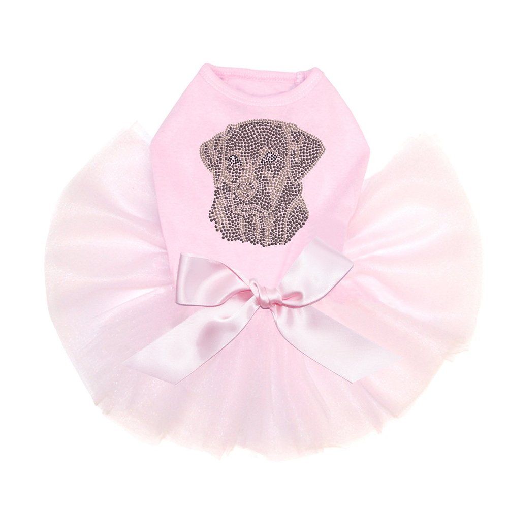Labrador Retriever Bling Rhinestone Dog Tutu Dress, XL Pink