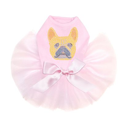 French Bull Dog Bling Rhinestone Dog Tutu Dress, 4XL Pink