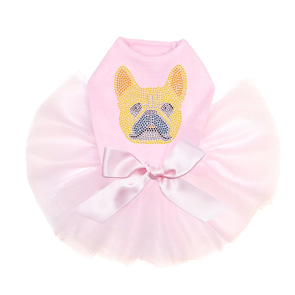 French Bull Dog Bling Rhinestone Dog Tutu Dress, 4XL Pink