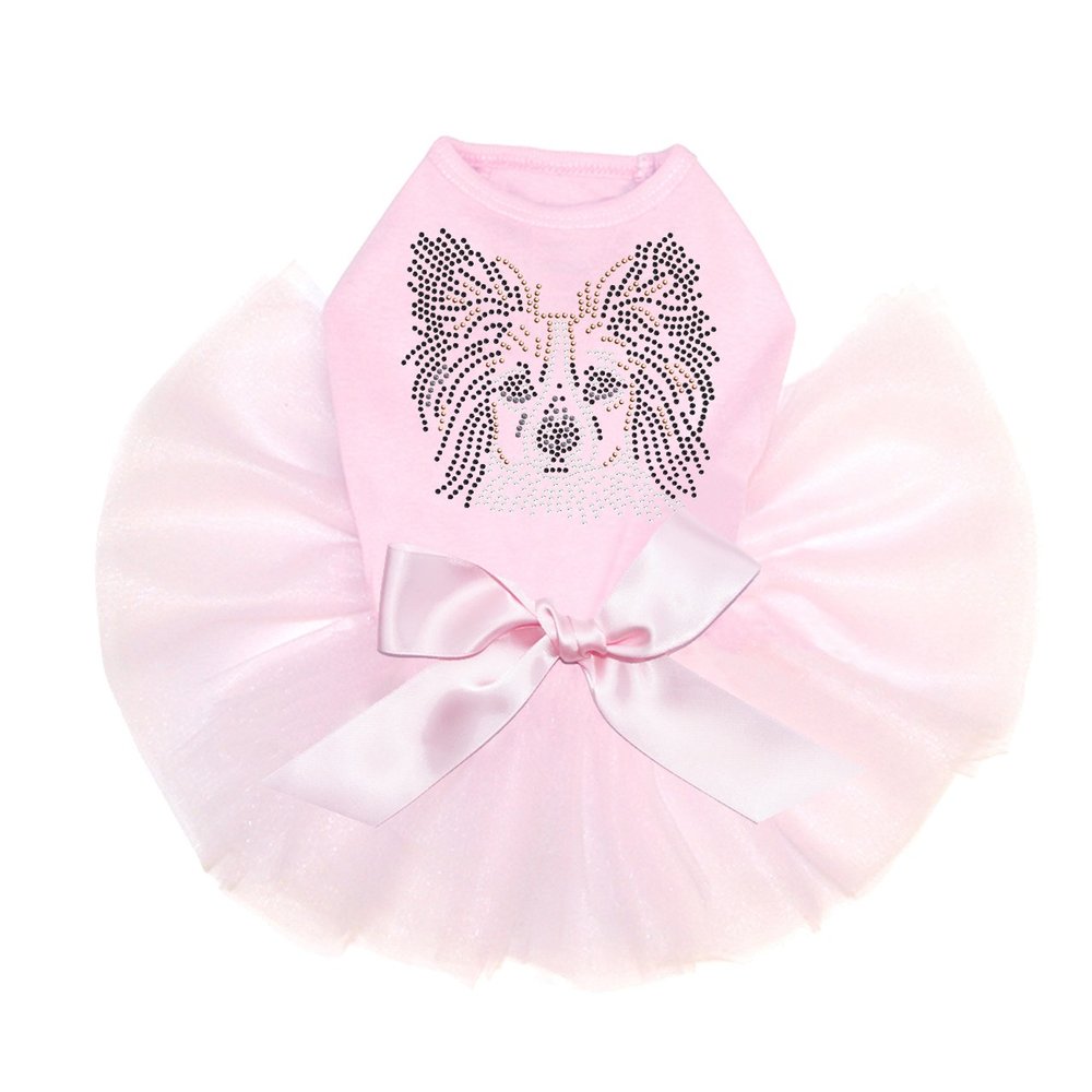 Papillon Bling Rhinestone Dog Tutu Dress, 4XL Pink