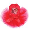 Brown Bulldog Face Bling Rhinestone Dog Tutu Dress, 3XL Red view 1