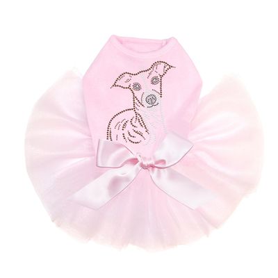 Italian Greyhound Face Bling Rhinestone Dog Tutu Dress, 3XL Pink