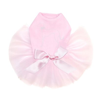 Greyhound Outline Bling Rhinestone Dog Tutu Dress, 2XL Pink