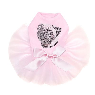 Pug Bling Rhinestone Dog Tutu Dress, XL Pink