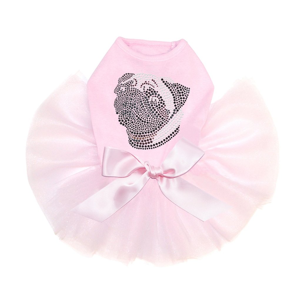 Pug Bling Rhinestone Dog Tutu Dress, XL Pink