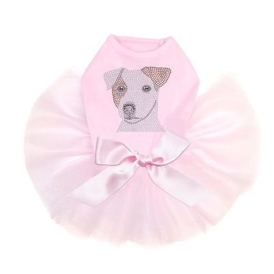 Jack Russell Terrier Bling Rhinestone Dog Tutu Dress, S Pink