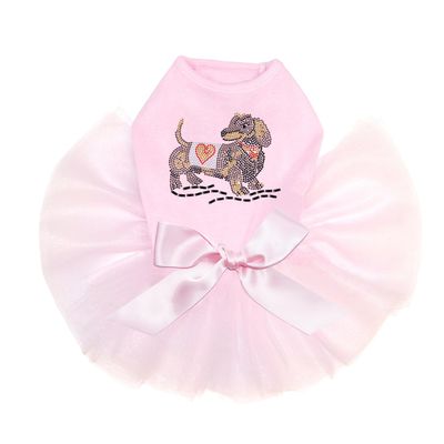 Dachshund # 1 Bling Rhinestone Dog Tutu Dress, 3XL Pink