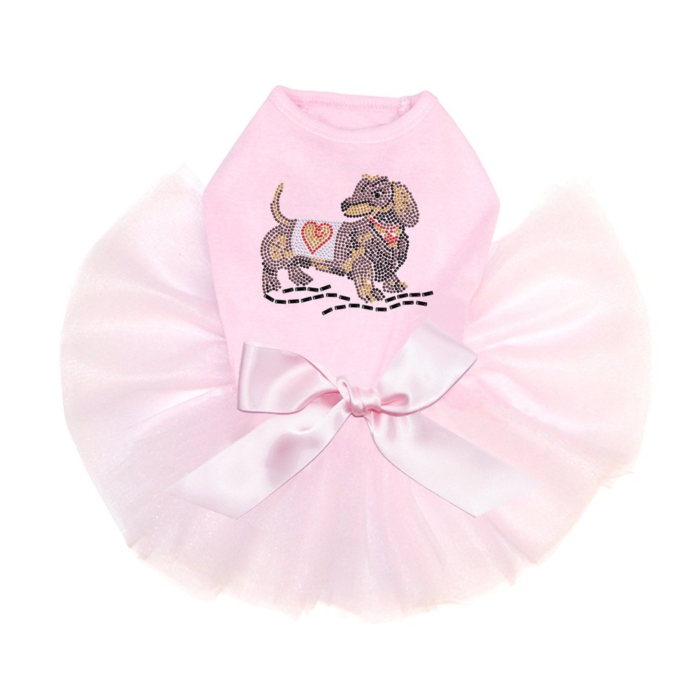 Dachshund # 1 Bling Rhinestone Dog Tutu Dress, 3XL Pink