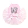 White Bulldog Face Bling Rhinestone Dog Tutu Dress, XXS Pink view 1