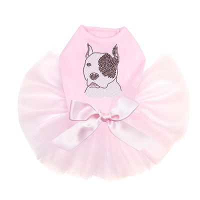 Pit Bull Bling Rhinestone Dog Tutu Dress, M Pink