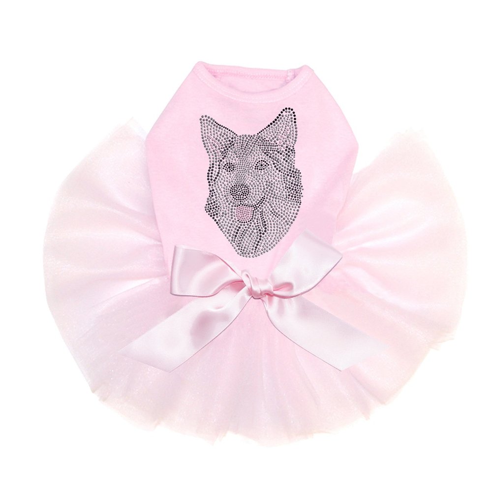Husky/Tamaskan Face Bling Rhinestone Dog Tutu Dress, 3XL Pink