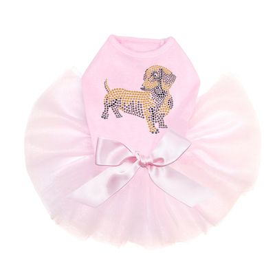 Dachshund # 2 Bling Rhinestone Dog Tutu Dress, 2XL Pink