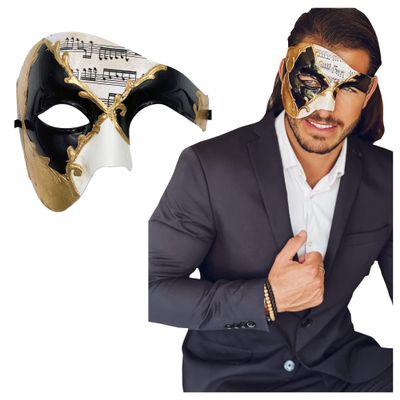 Half Face Masquerade Mask For Men Phantom Of The Opera Mask for Masquerade Party, Venetian Party, Mardi Gras, Halloween & Cosplay