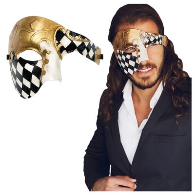 Half Face Masquerade Mask For Men Phantom Of The Opera Mask for Masquerade Party, Venetian Party, Mardi Gras, Halloween & Cosplay