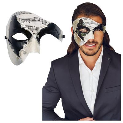 Half Face Masquerade Mask For Men Phantom Of The Opera Mask for Masquerade Party, Venetian Party, Mardi Gras, Halloween & Cosplay
