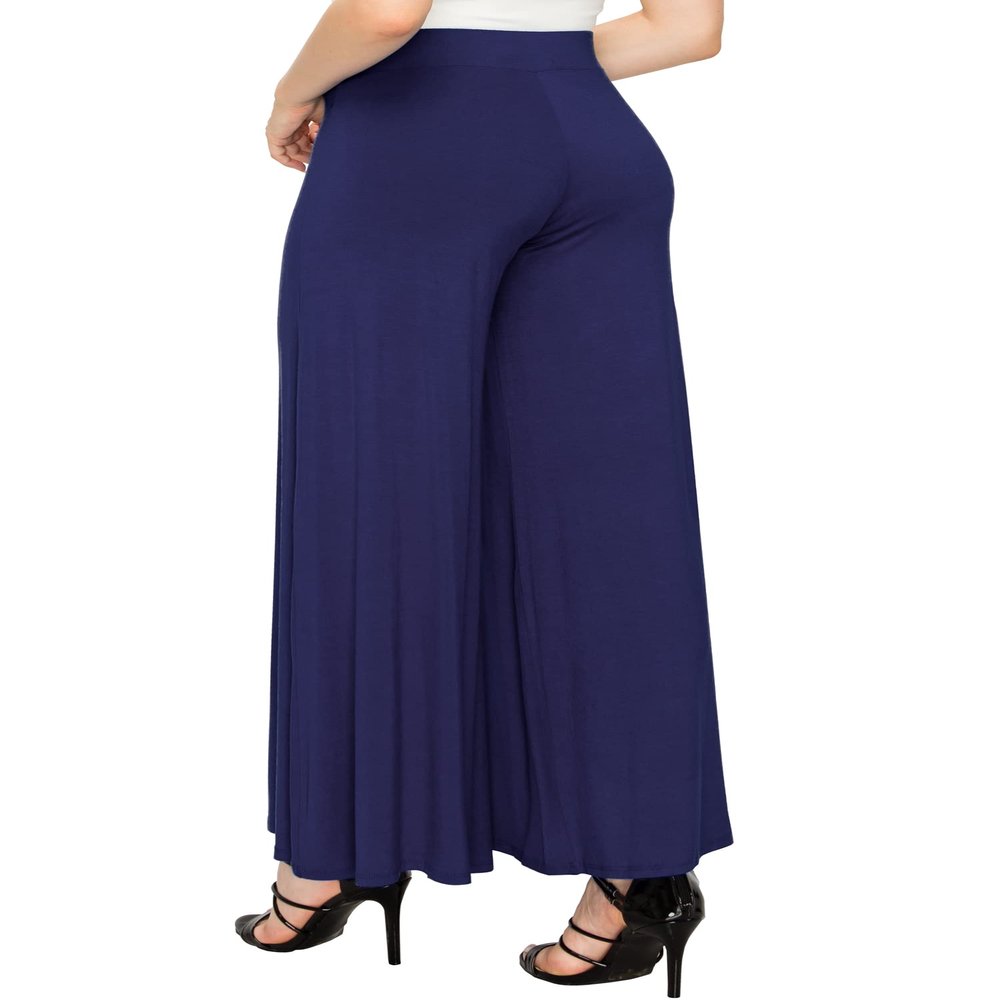 Made By Johnny MBJ WB1104 Womens Wide Leg Palazzo Lounge Pants L Navy