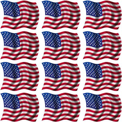 12 Pack 2" American Wavy Waving Flag Sticker USA