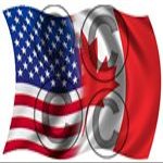 4" American Canadian Waving Wavy Flag Sticker Rh