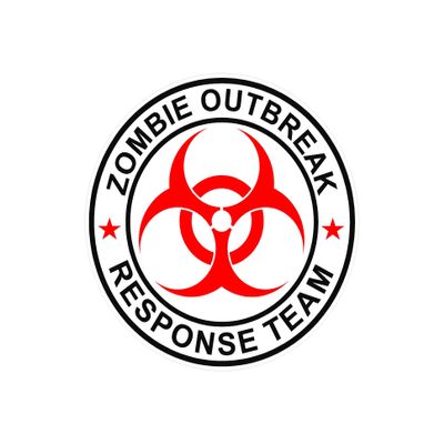 4" Zombie Outbreak Response Team Sticker White Black Red