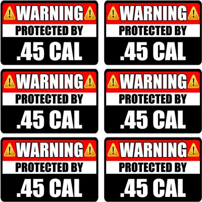 6-5" .45 Cal Warning Sticker ws3