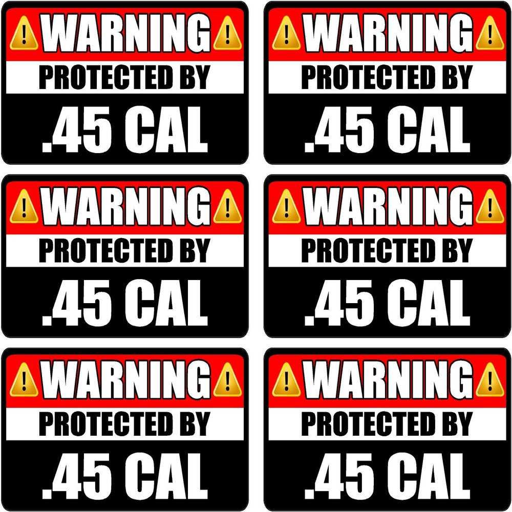 6-5" .45 Cal Warning Sticker ws3