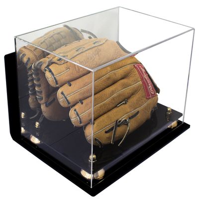 Better Display Cases Versatile Acrylic Display Case - Medium Rectangle Box with Gold Risers Mirror and Wall Mount 12" x 8.25" x 8" (A004-GR)
